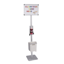 Hot Sale Factory Direct Large Capacity Sanitary Ware Aluminum Alloy Pole with Metal Base Poster Frame Hand Pressure Hands Sanitizer Soap Dispenser